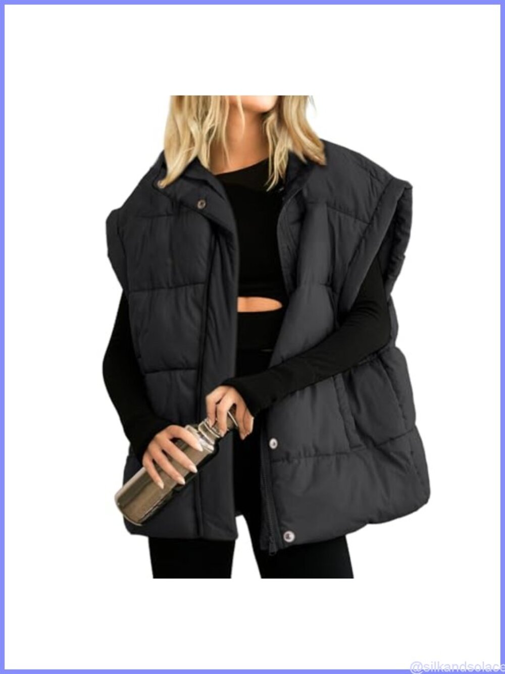 Women's Puffer Vest Sleeveless Winter Padded Coat W/ Stand Collar